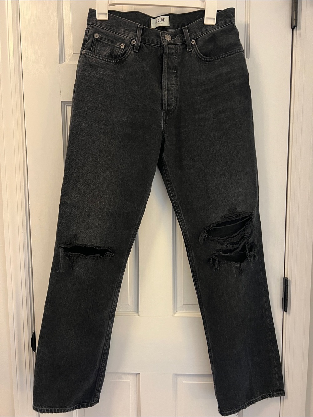 Agolde Lana Black Distressed Denim